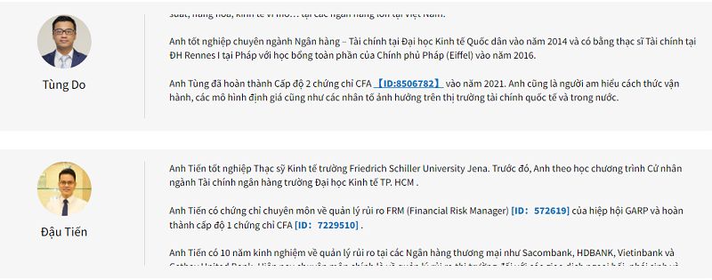 Thông tin về đội ngũ các chuyên gia phân tích tại Mitrade